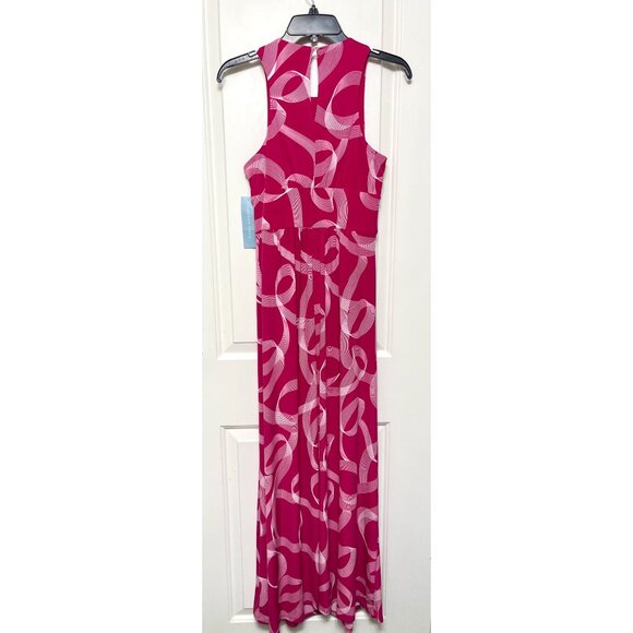London Times Pleat Neck Inset Waist Maxi Dress in Pink Size 8 - Picture 2 of 8